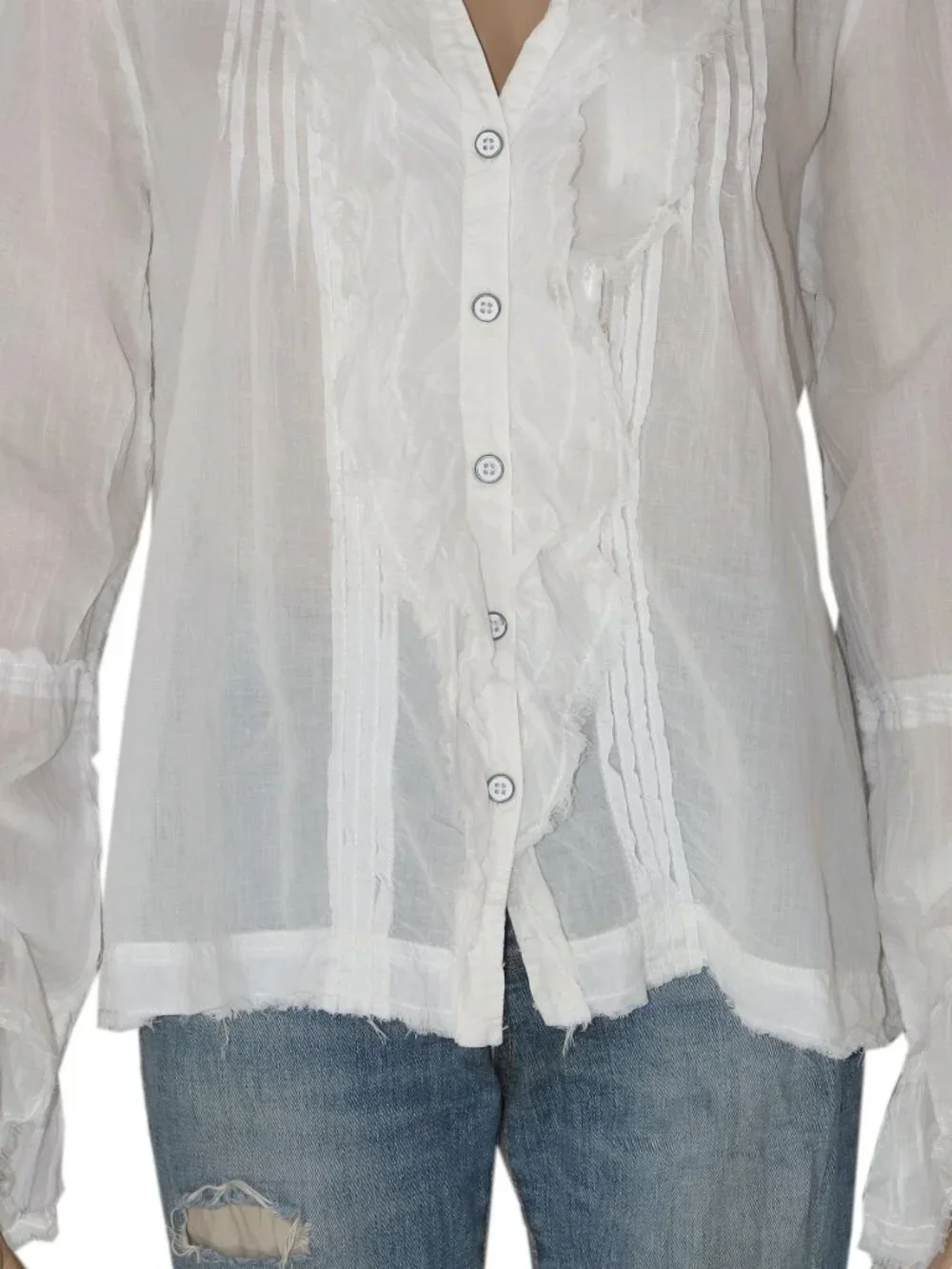 Free People We The Free Savannah Ruffle Buttondown Top Bell Sleeve Top Ivory S